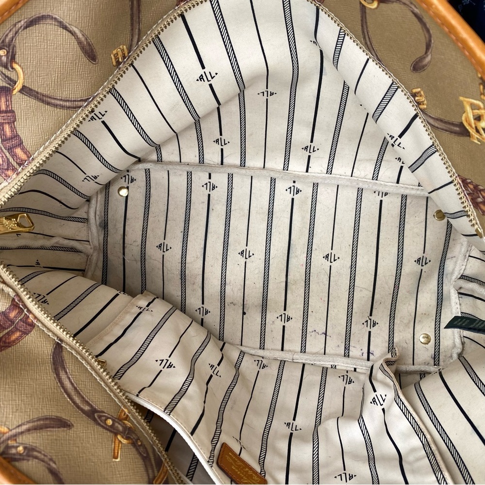 Lauren Ralph Lauren Women’s Brown Saffiano Leather Halstead Equestrian Tote Bag - Picture 4 of 11